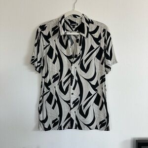 off white abstract print button down / revere shirt